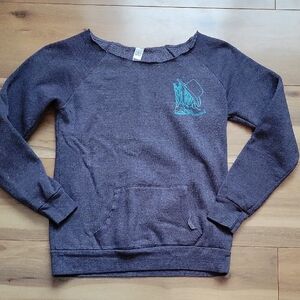 Women's Gray Sweater with Blue Embroidery Alternative Earth Size L